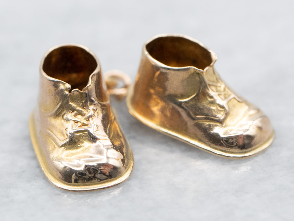 Vintage Gold Baby Booties Charm