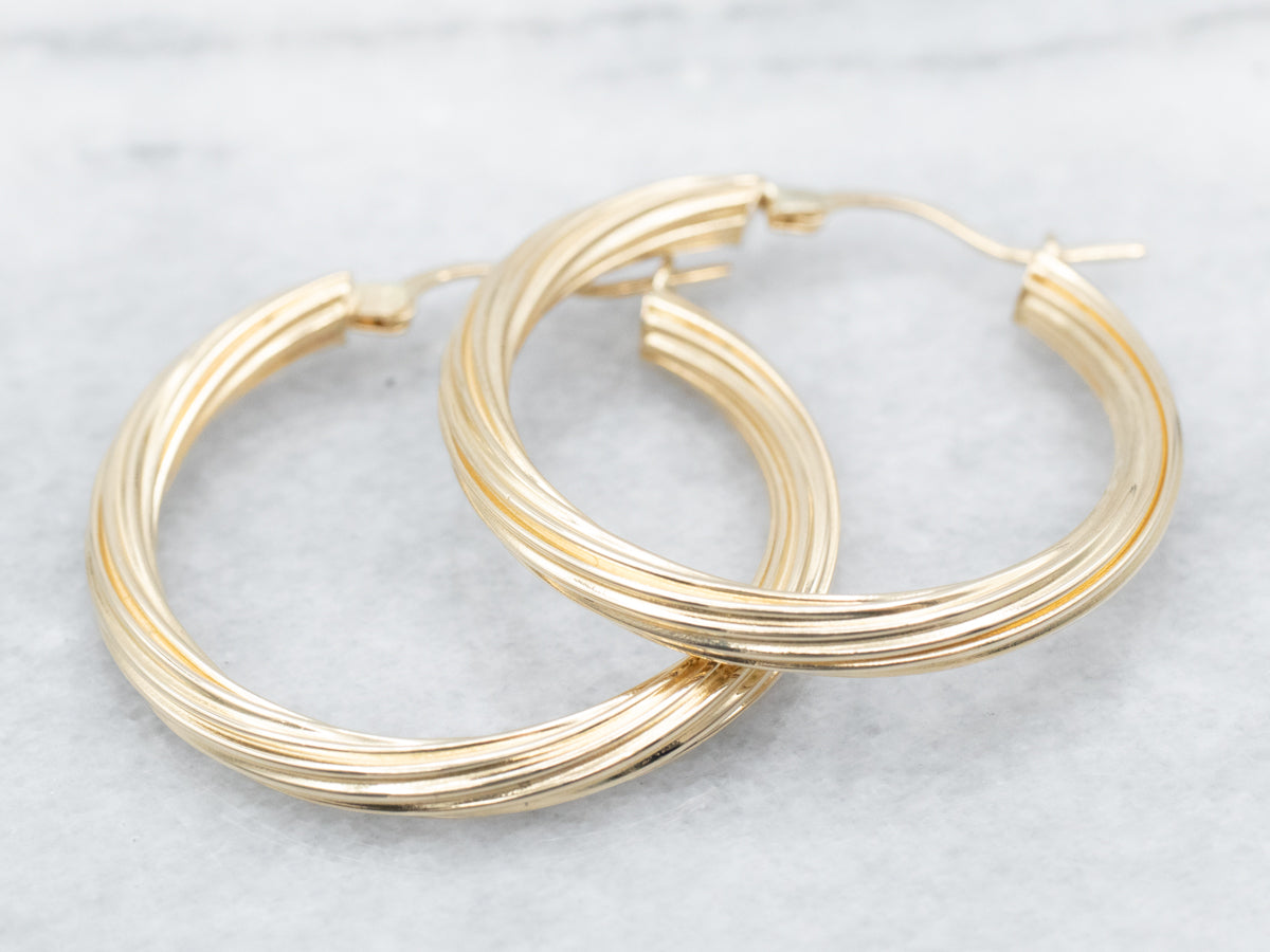 Polished Gold Large Twisted Hoop Earrings