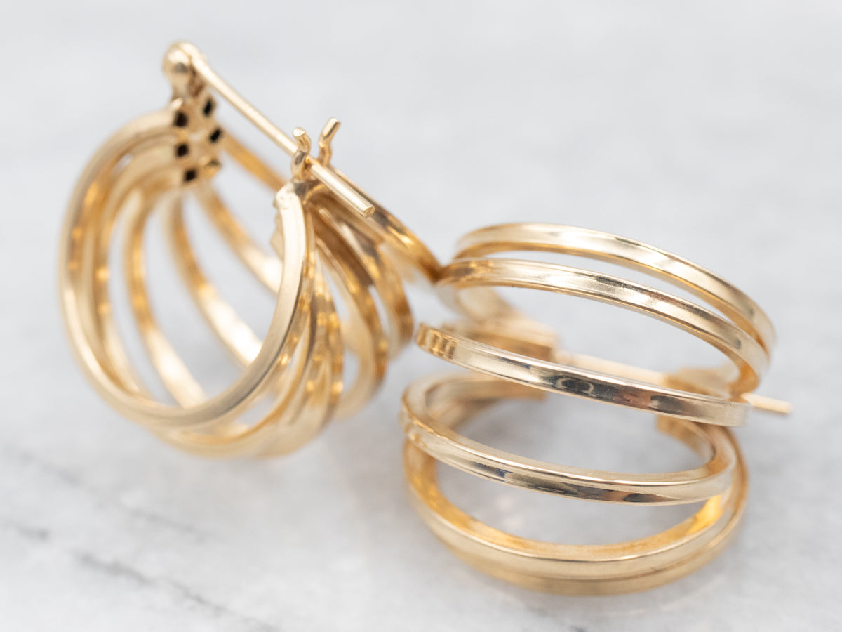 Yellow Gold Multi Hoop Earrings