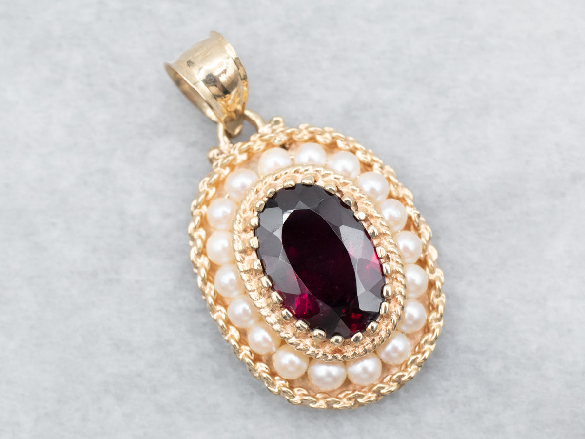 Gorgeous 925 Gold Vermeil And Garnet Slide store Halo Pendant Necklace