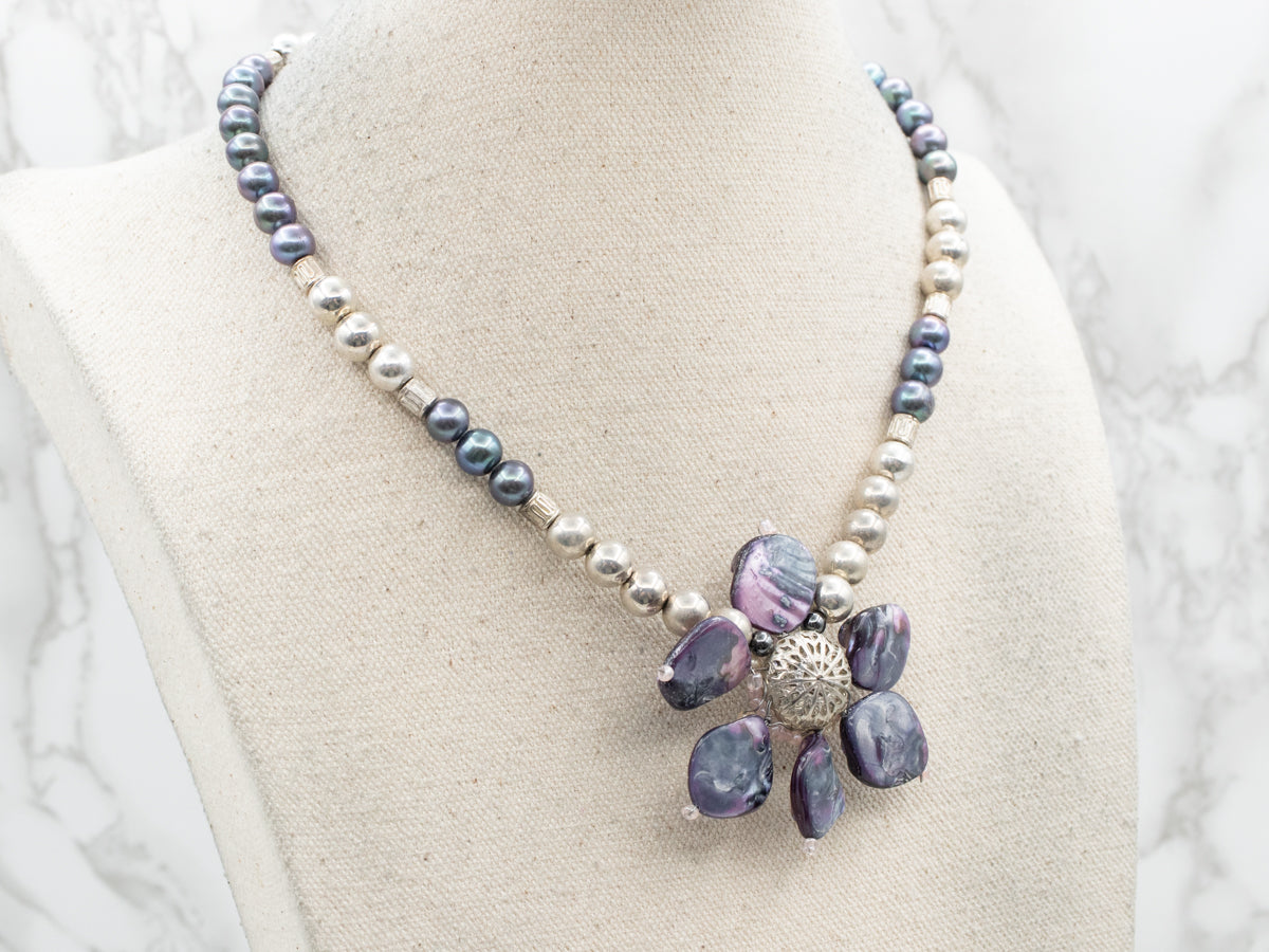 Natural Pearl Necklace with Toggle Clasp