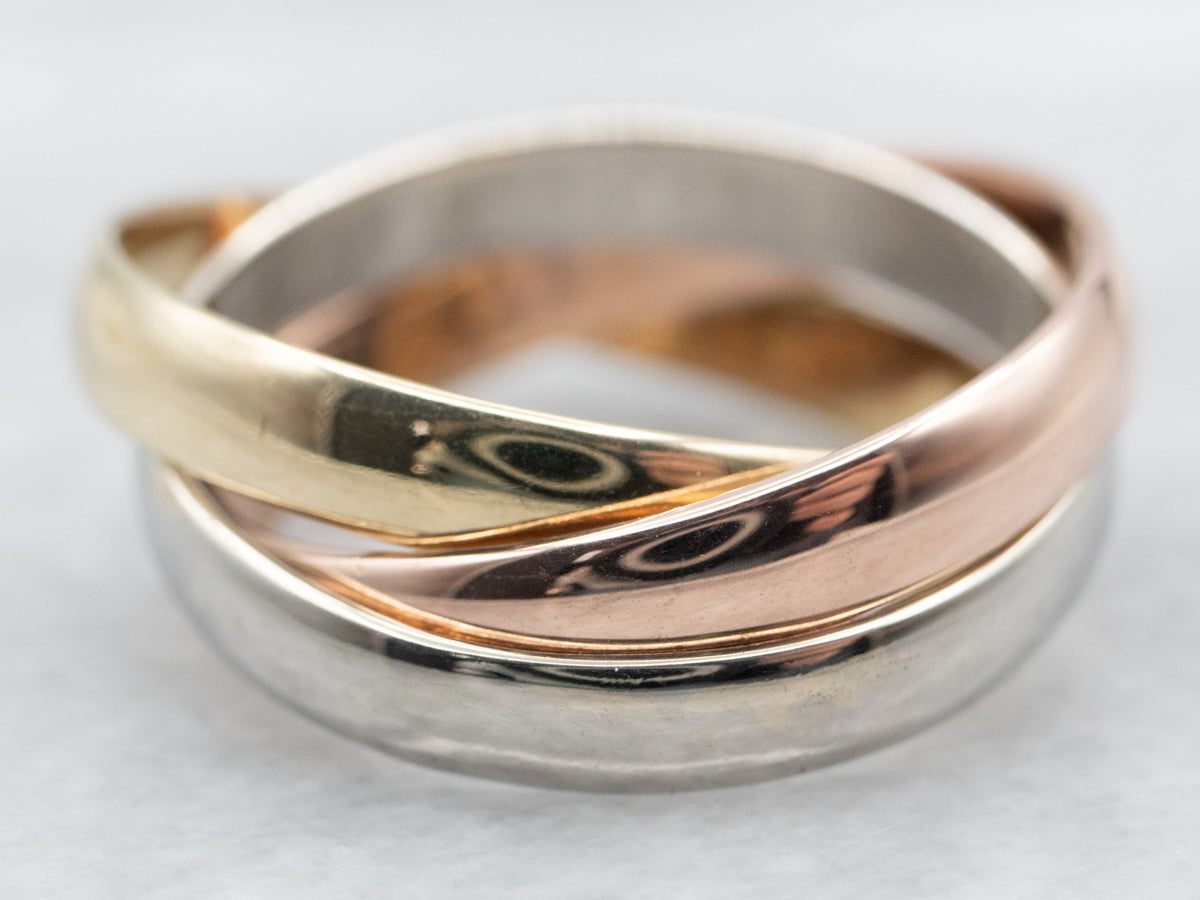 Tri-Color Gold Rolling Band