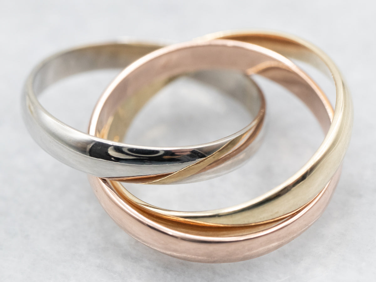 Tri-Color Gold Rolling Band