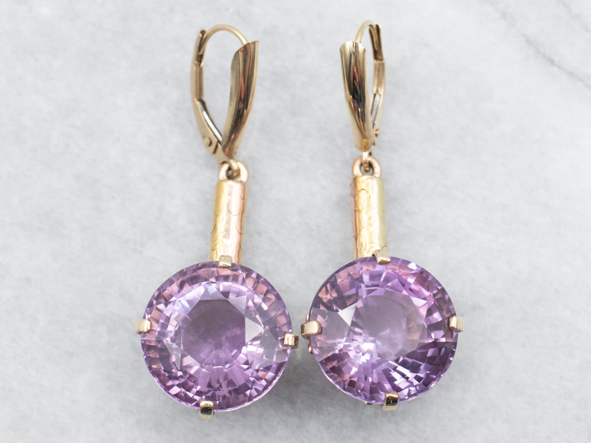 Large Amethyst Gemstone Drop Earrings