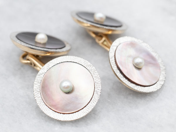 Stunning Abalone and Pearl Square Mosaic Sterling Silver outlets Cufflinks, Gemstone Pearl and Abalone Shell Mosaic Cuff Links in Sterling Silver