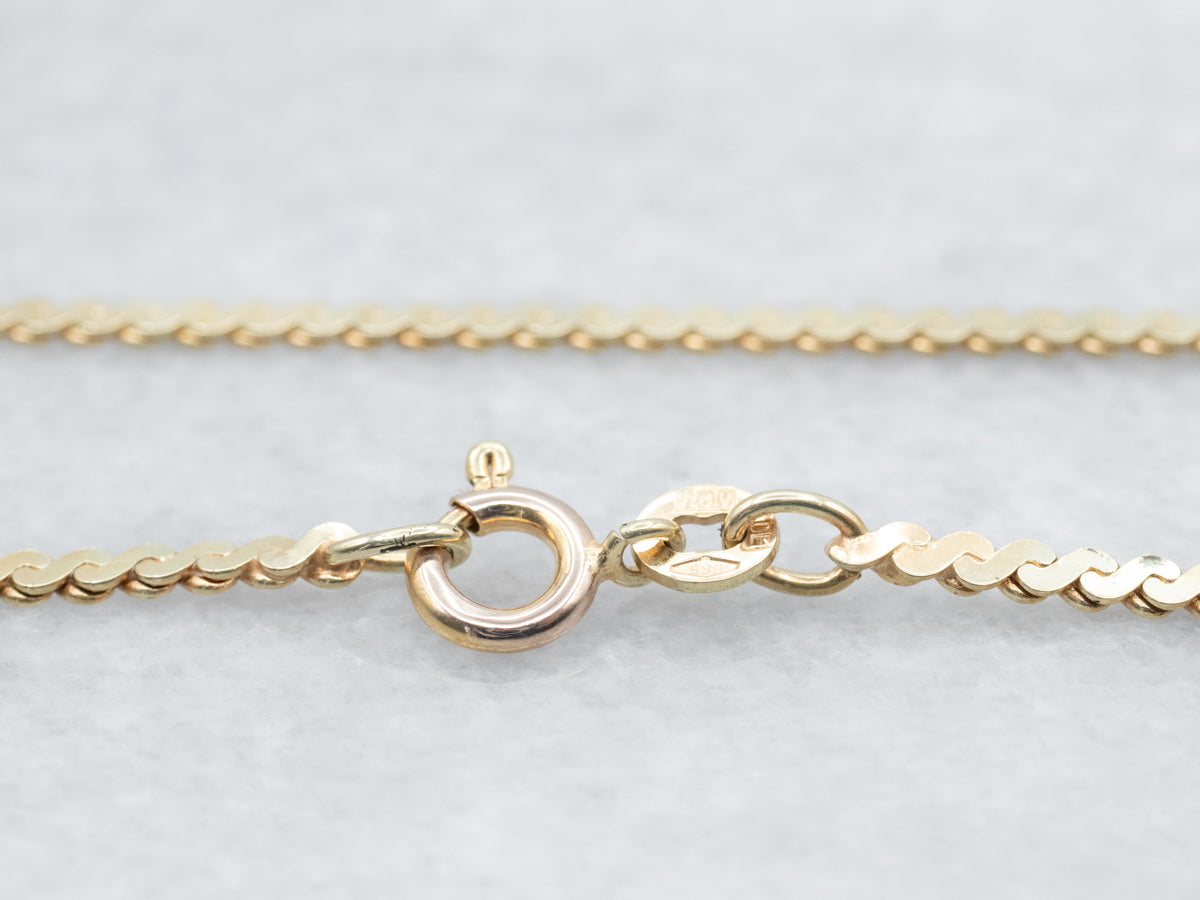 Long Gold Serpentine Chain Necklace