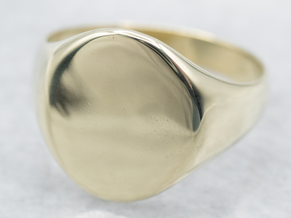 Green Gold Classic Oval Top Signet Ring