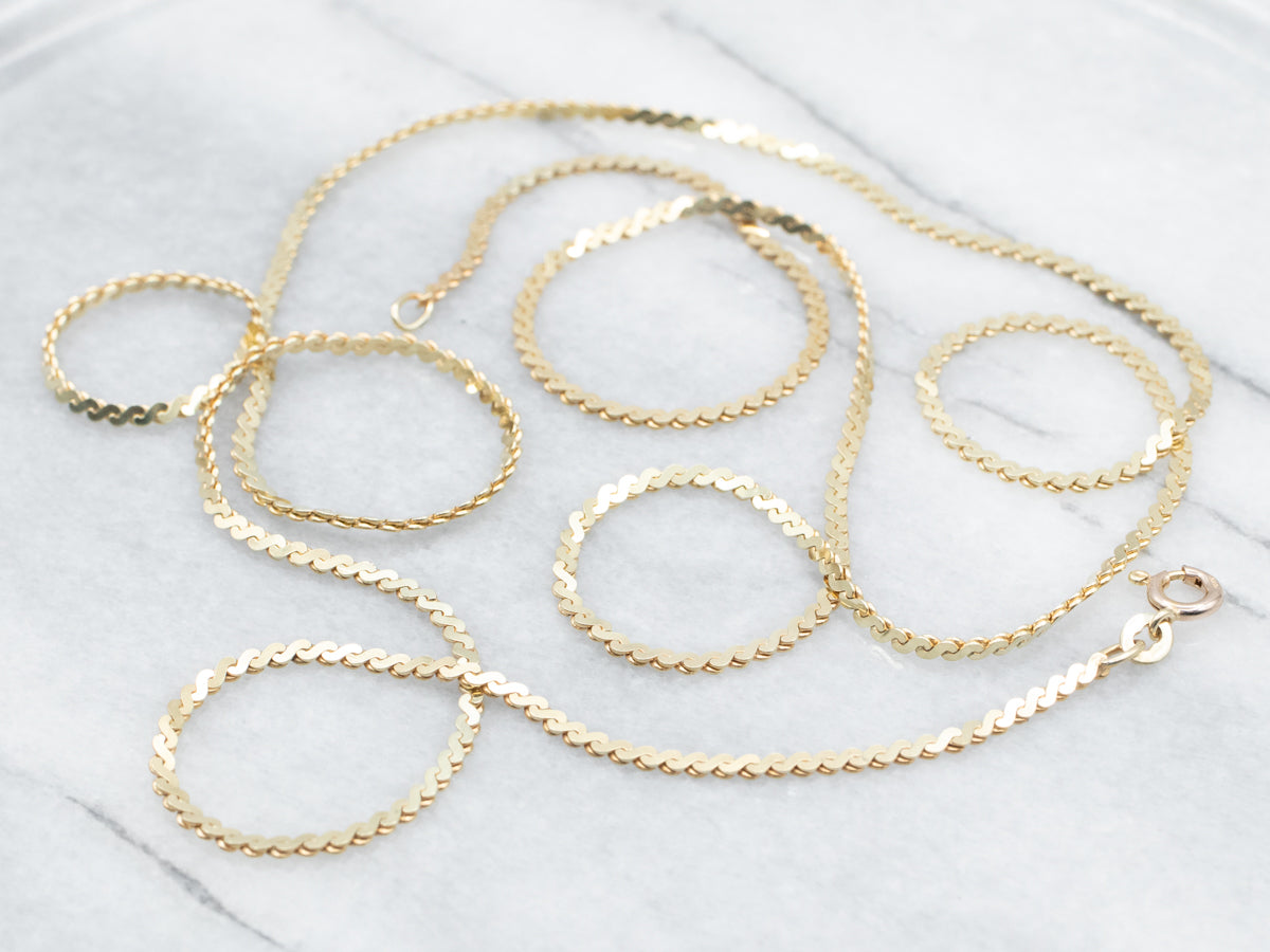 Long Gold Serpentine Chain Necklace