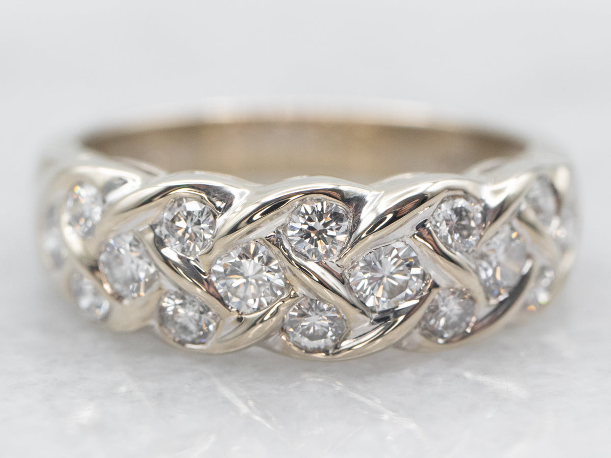 Braided 18-Karat White Gold Diamond Band