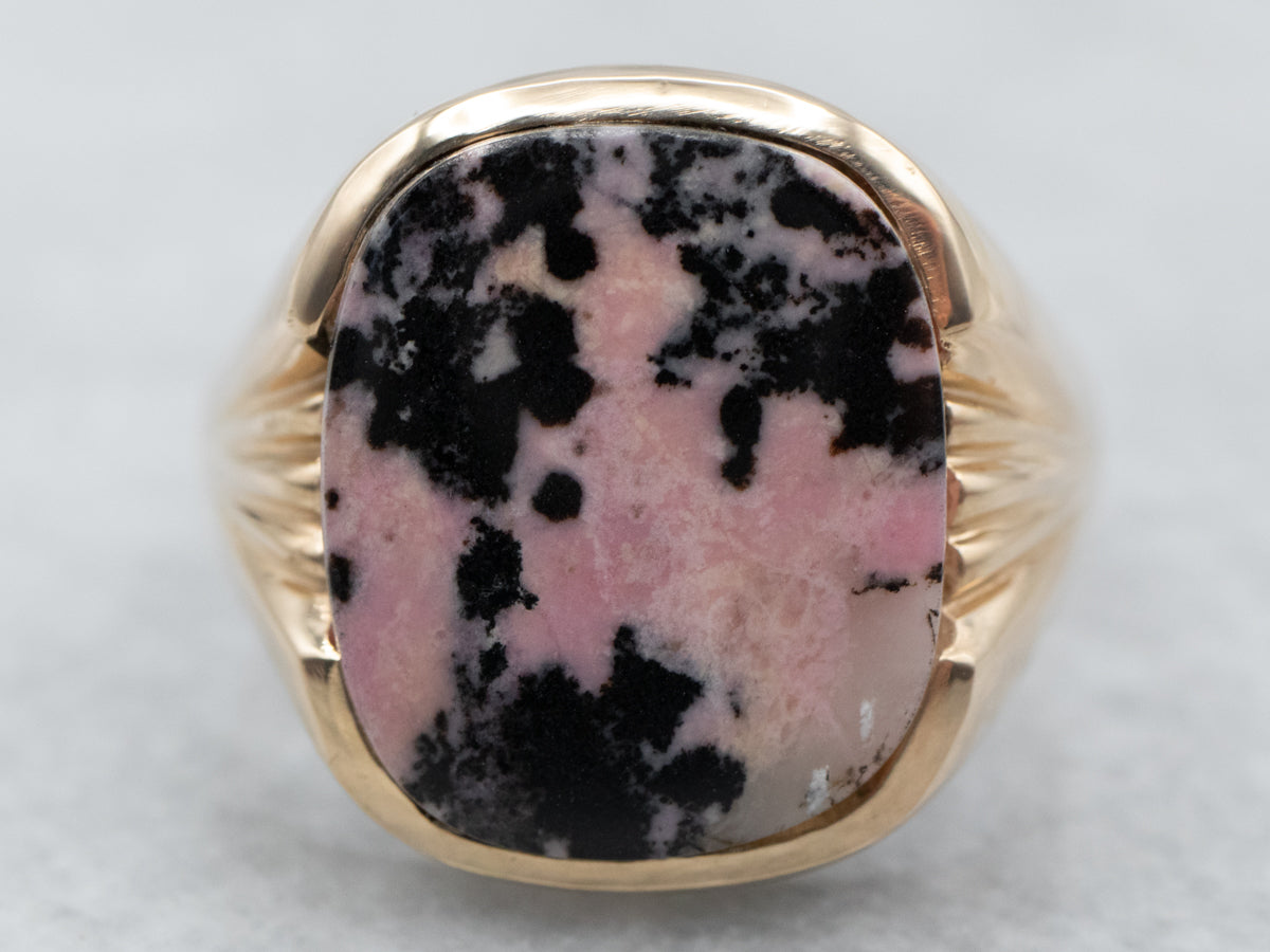 Pretty Gold Rhodonite Cocktail Ring