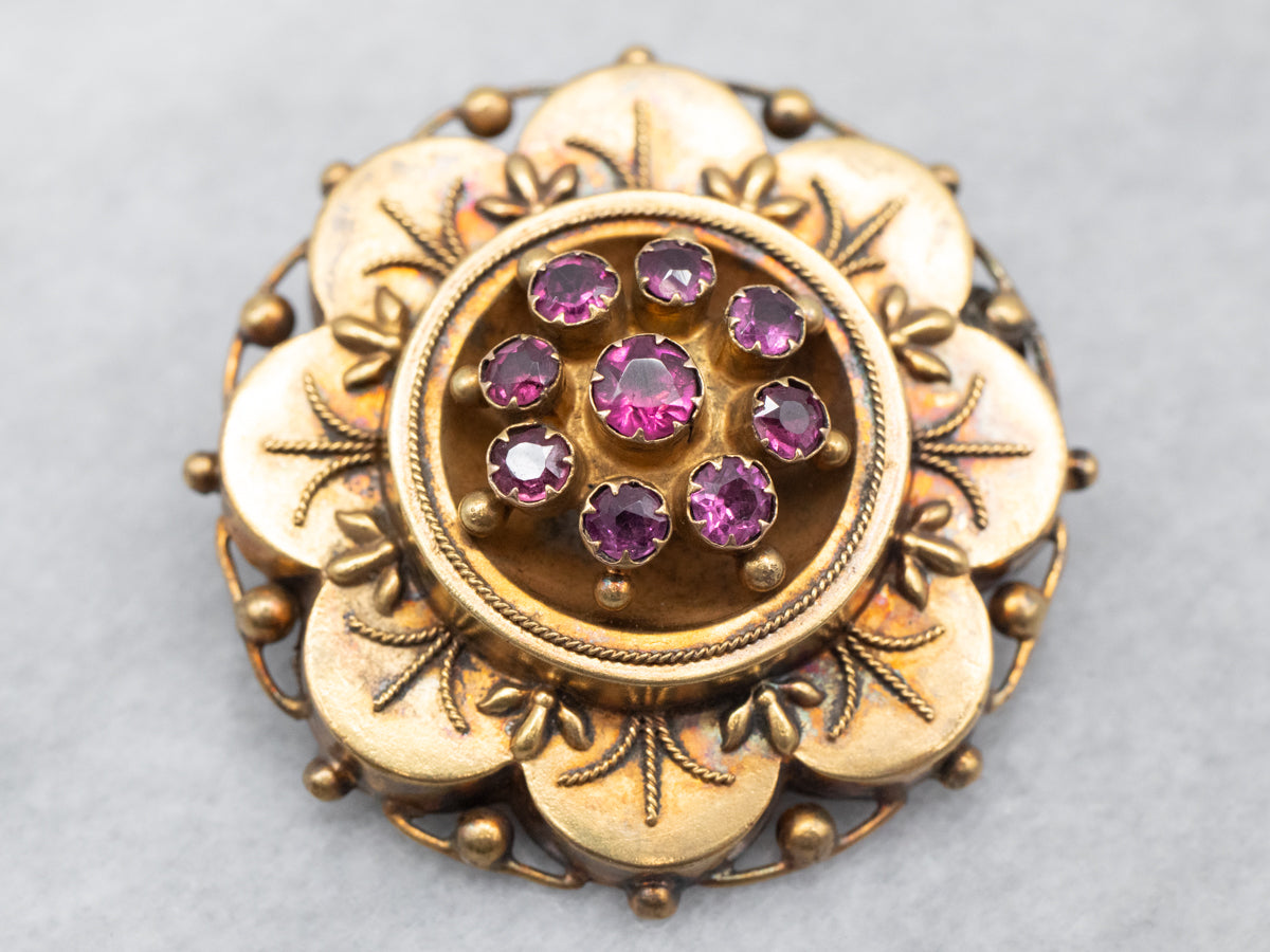 Antique Gold Georgian Era Ruby Doublet Brooch