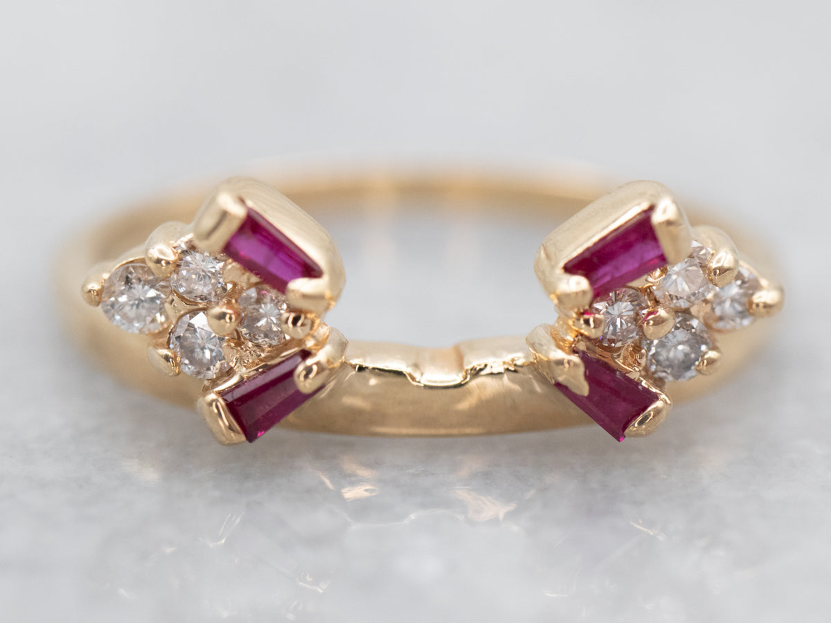 Yellow Gold Ruby and Diamond Enhancer Band