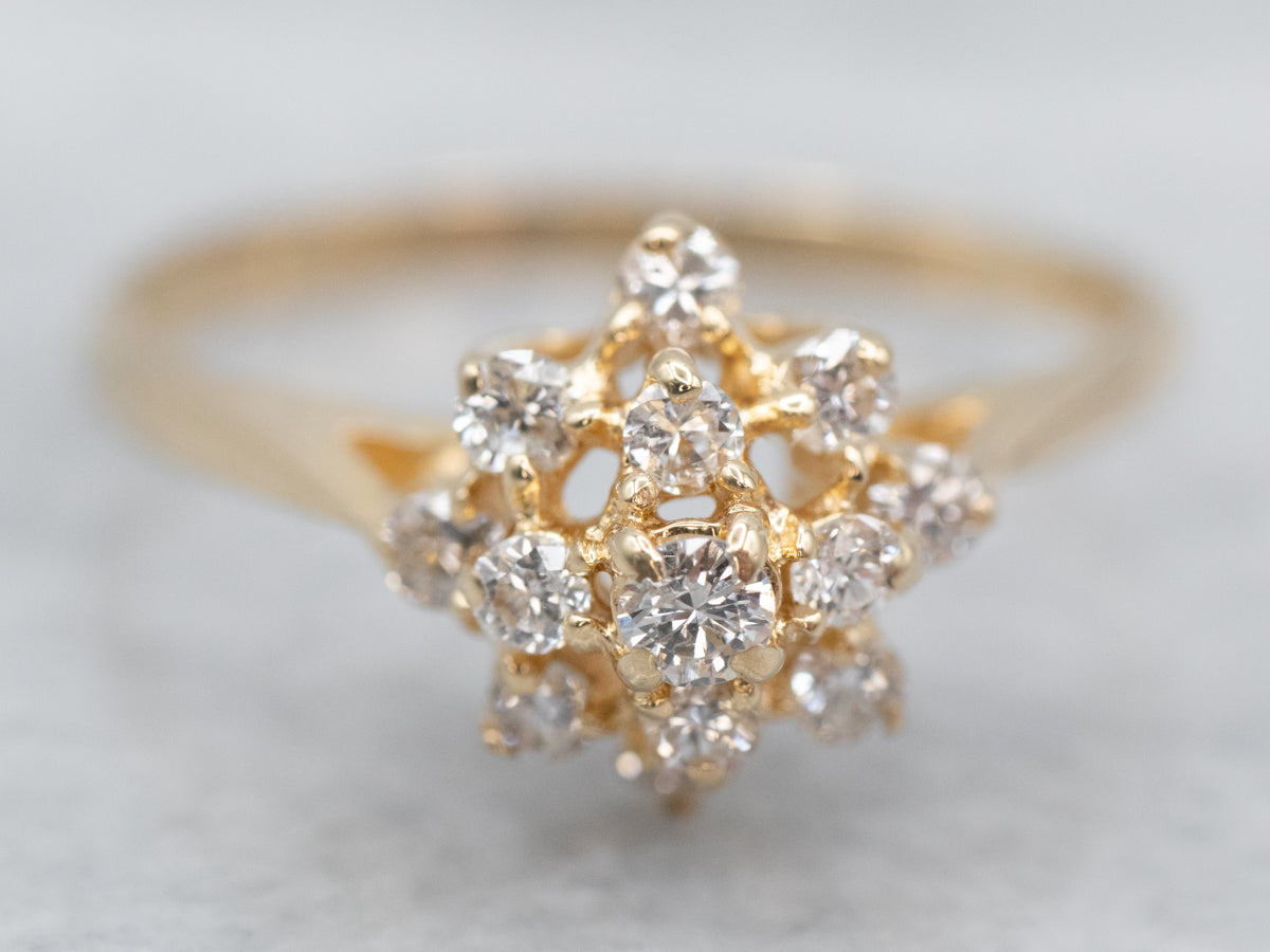 Vintage Gold Diamond Cluster Engagement Ring