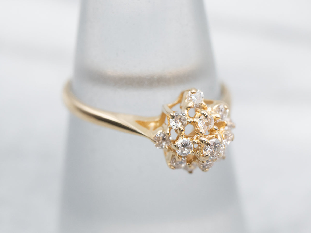 Vintage Gold Diamond Cluster Engagement Ring