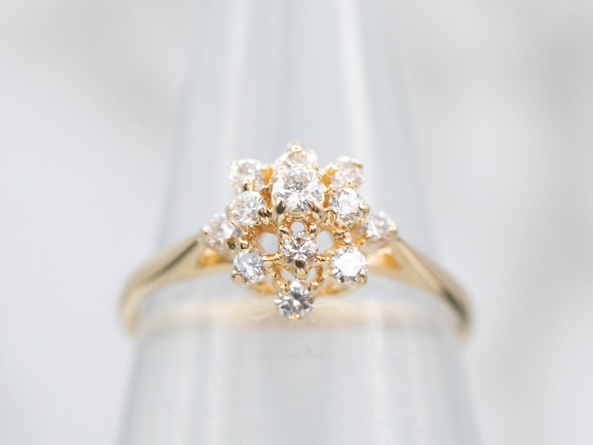 Vintage Gold Diamond Cluster Engagement Ring