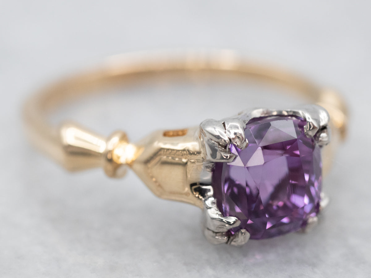 Retro Era Purple Sapphire Solitaire Ring