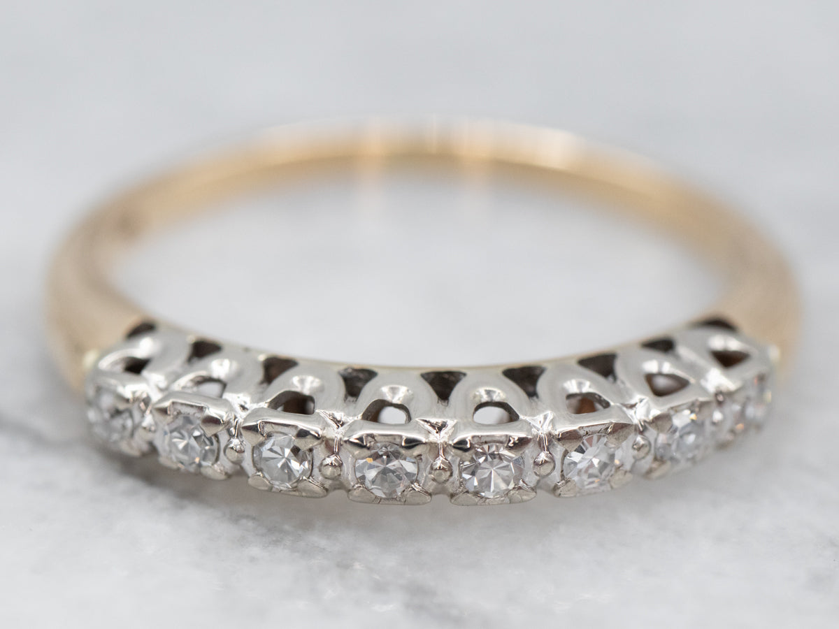 Thin Two Tone Diamond Wedding Band