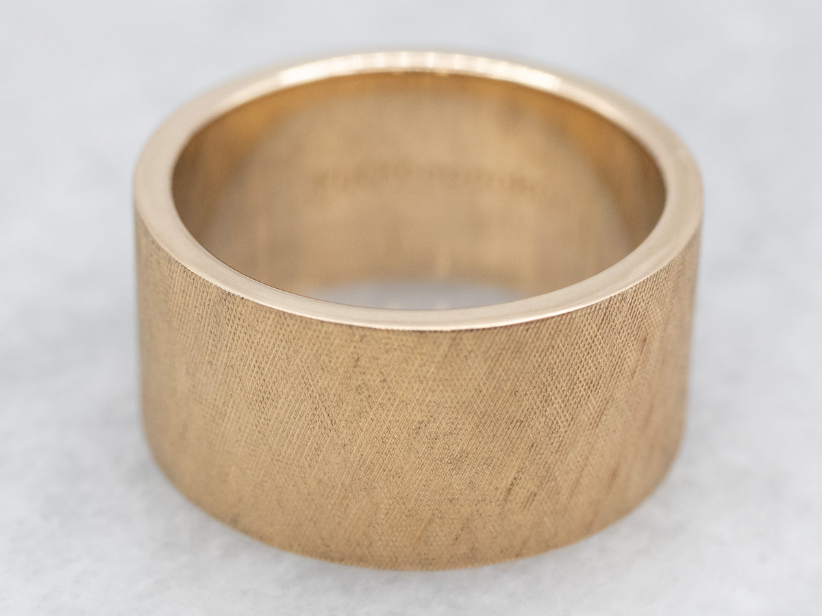 Wide Crosshatched Wedding Band