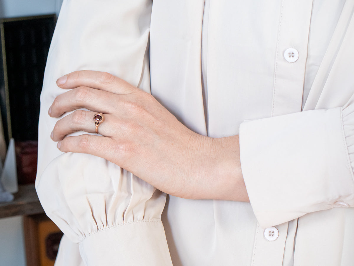 Rose Gold Garnet Solitaire Abigail Ring