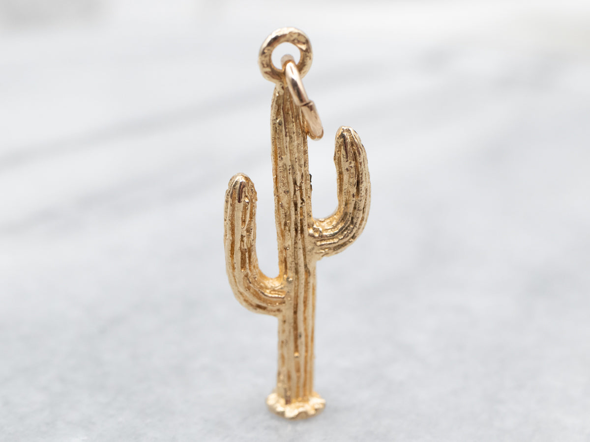 Yellow Gold Saguaro Cactus Pendant