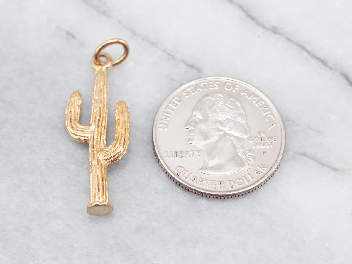 Yellow Gold Saguaro Cactus Pendant