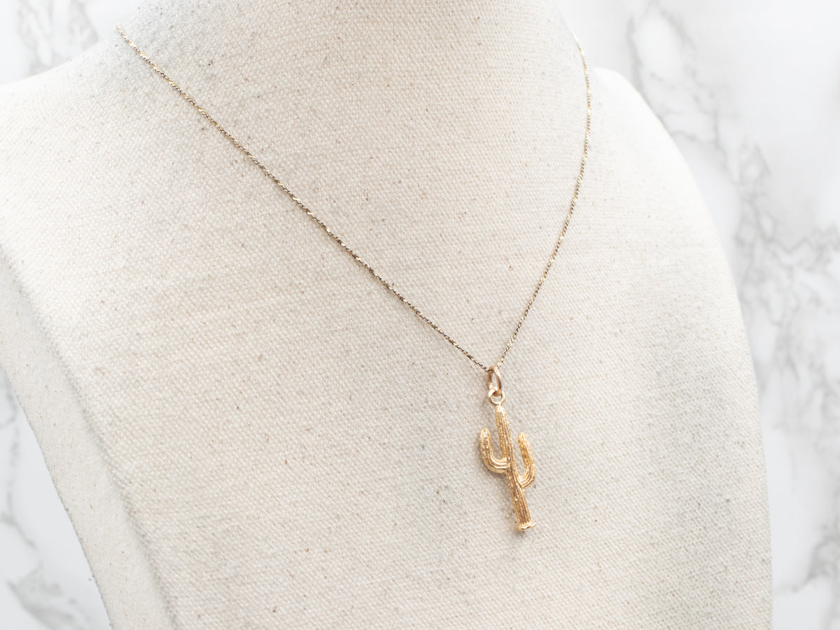 Yellow Gold Saguaro Cactus Pendant