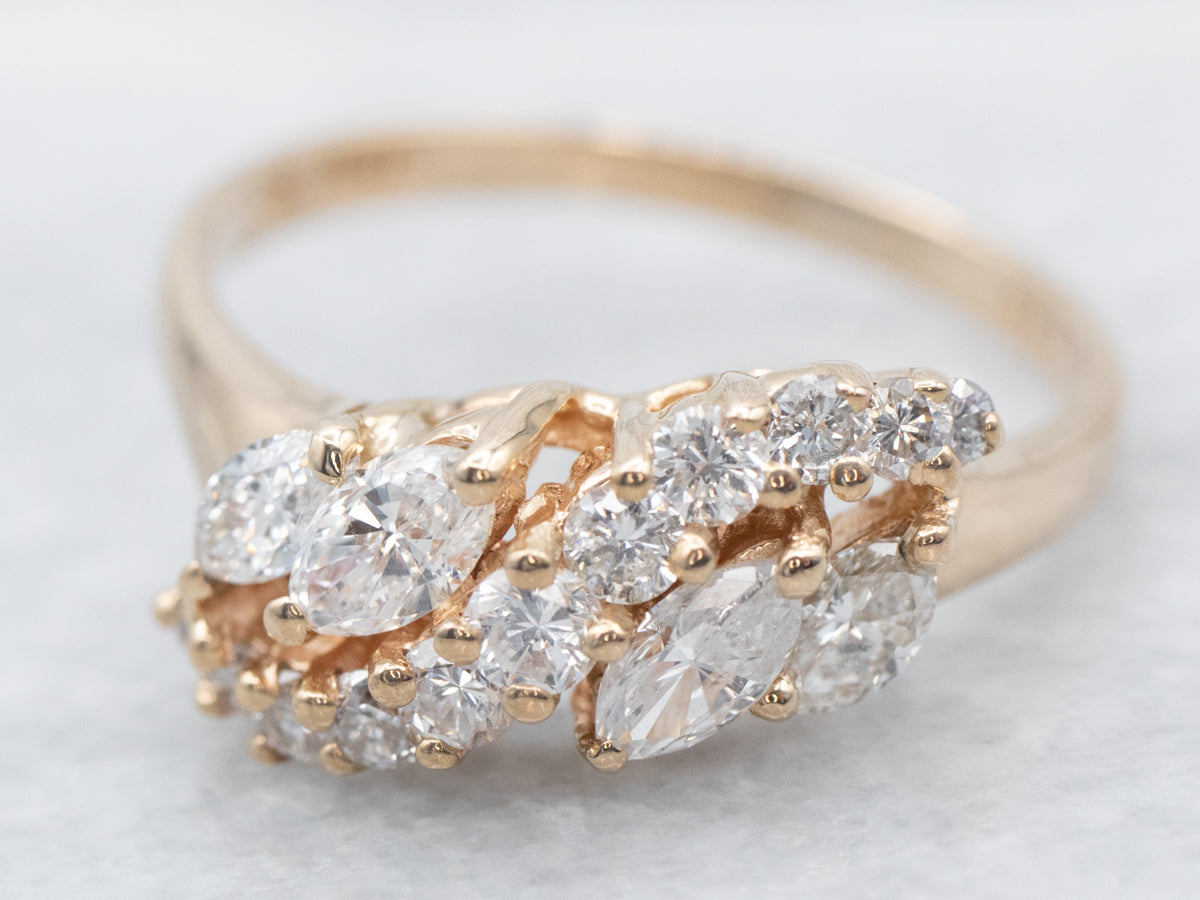 Marquise and Round Cut Diamond Band