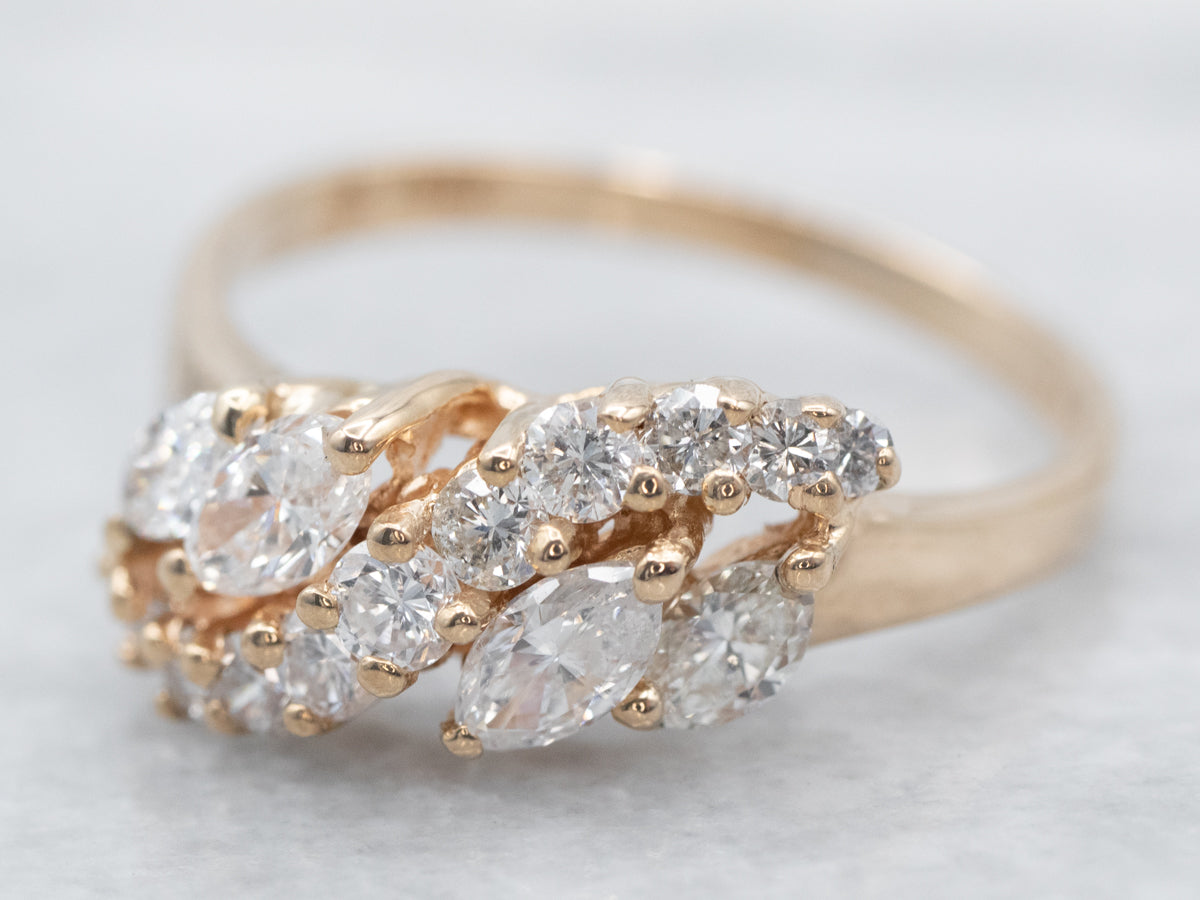 Marquise and Round Cut Diamond Band