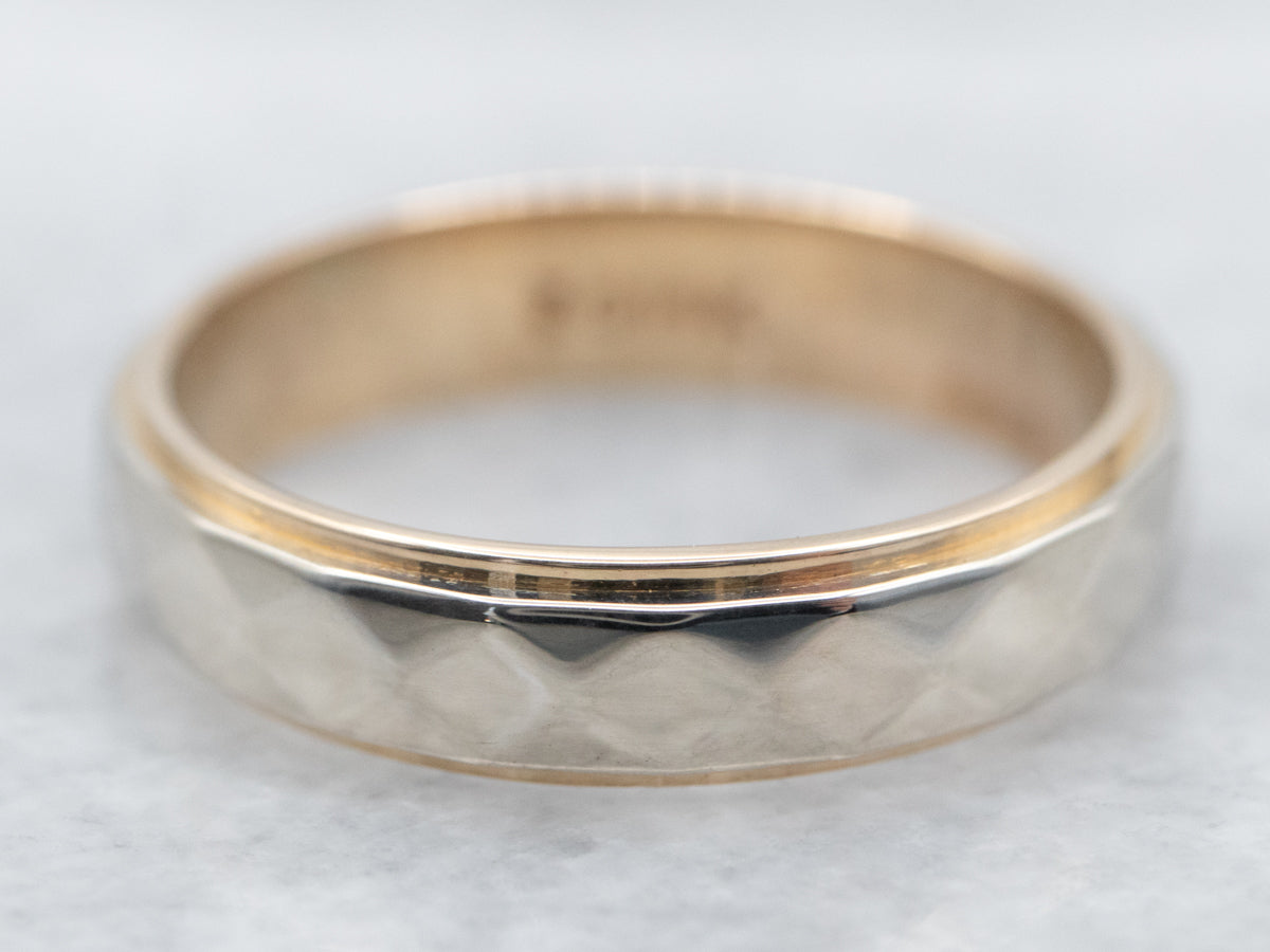 Faceted Two-Tone Gold Band