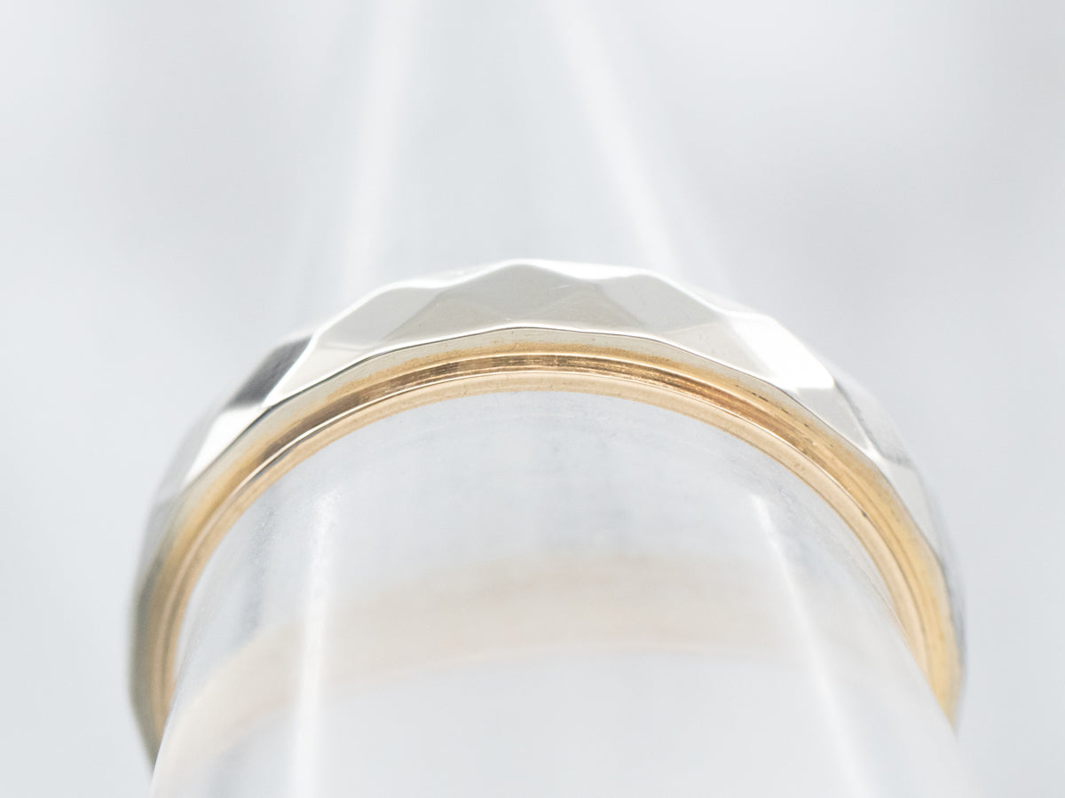 Faceted Two-Tone Gold Band