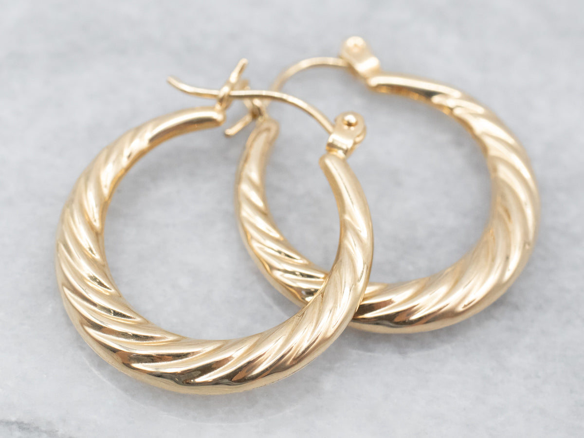 Yellow Gold Twisted Hoop Earrings