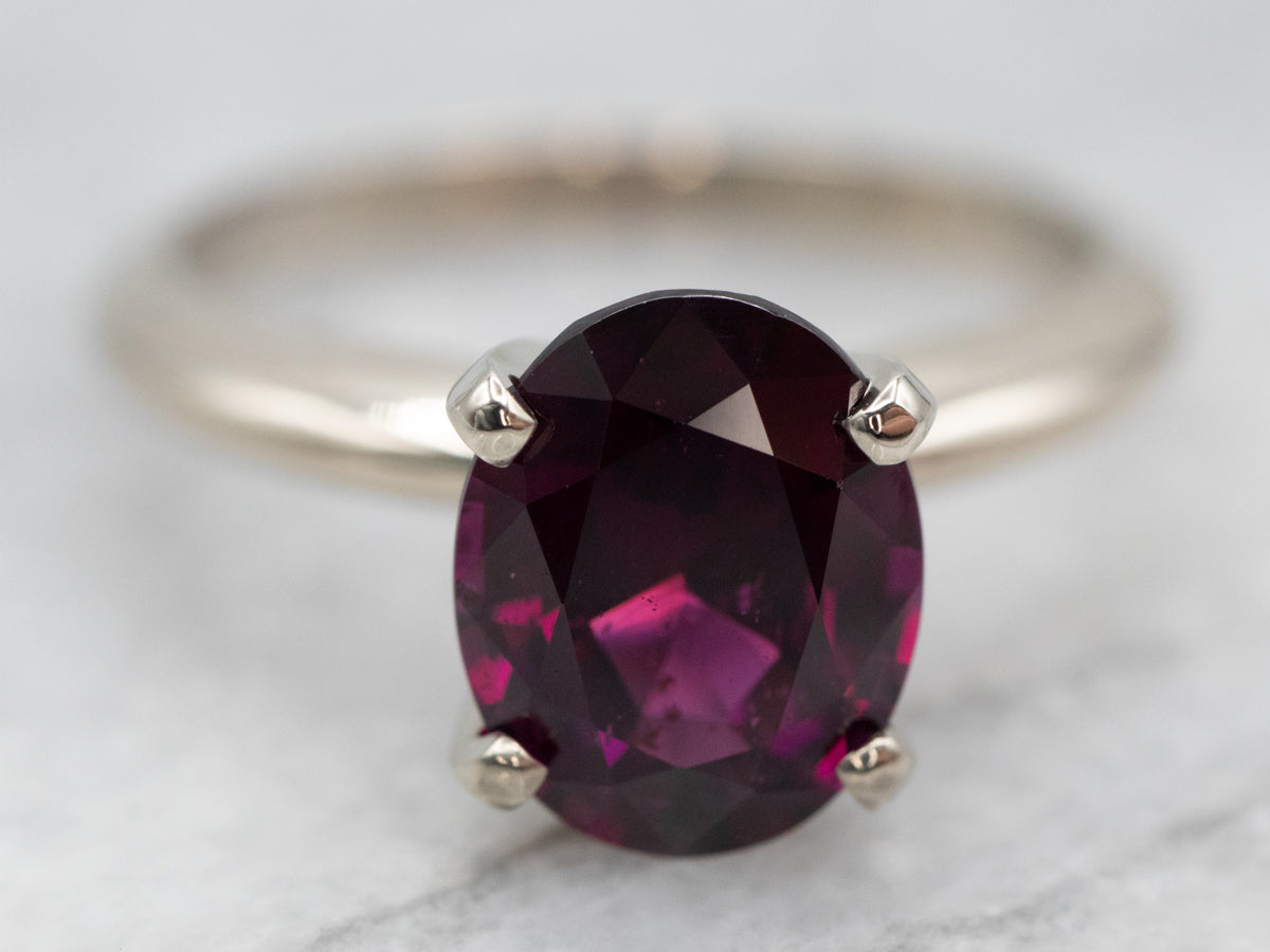 Simply Stunning Solitaire Rhodolite Garnet Ring