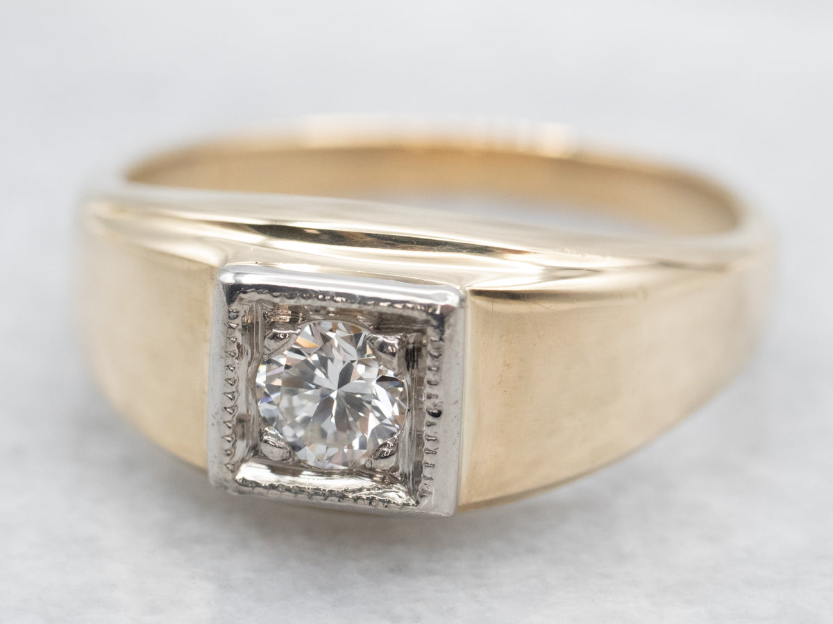 Men&#39;s Retro Era Diamond Solitaire Ring