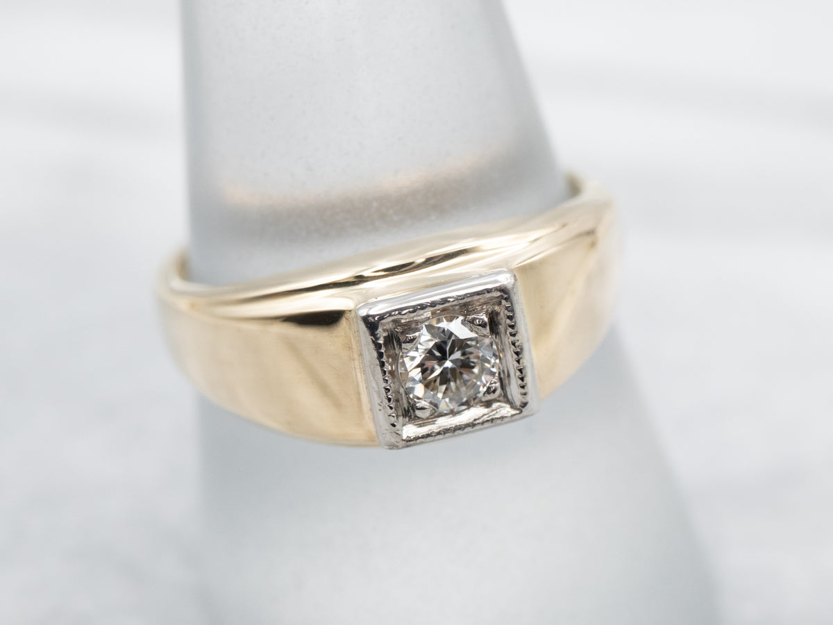 Men's Retro Era Diamond Solitaire Ring