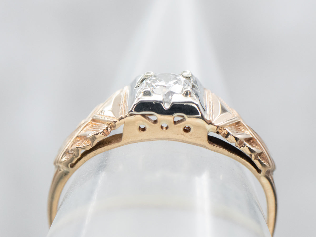 1930's Two Tone Gold Diamond Engagement Ring