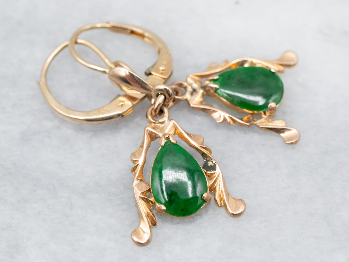 Vintage Green Jade Drop Earrings