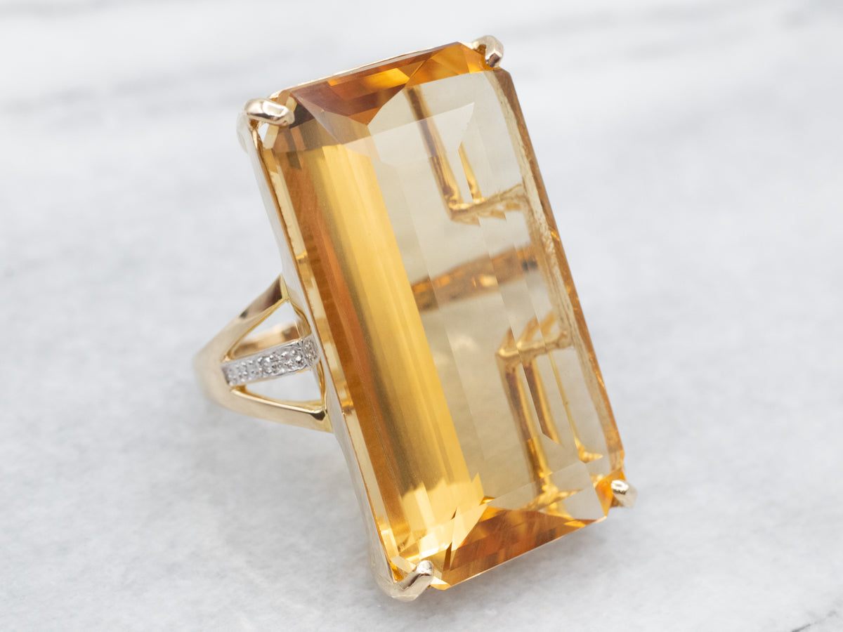 Twinkling Honey Citrine Cocktail Ring