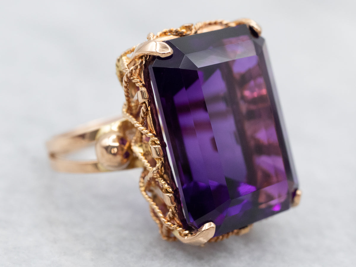 Classic Yellow Gold Amethyst Cocktail Ring