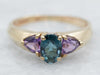 Blue Tourmaline and Amethyst Ring