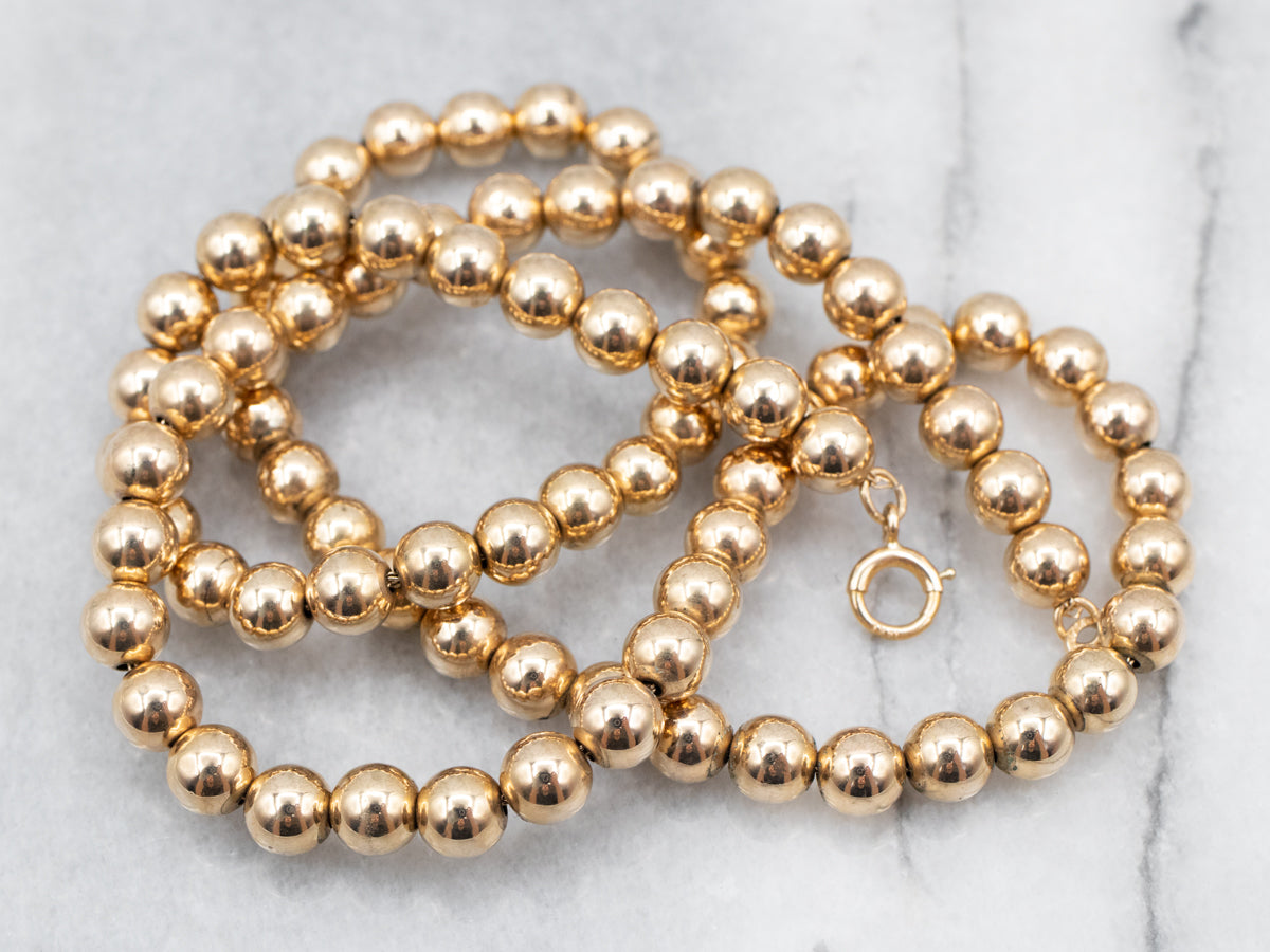 Vintage 14 Karat Yellow Gold Beaded Ball
