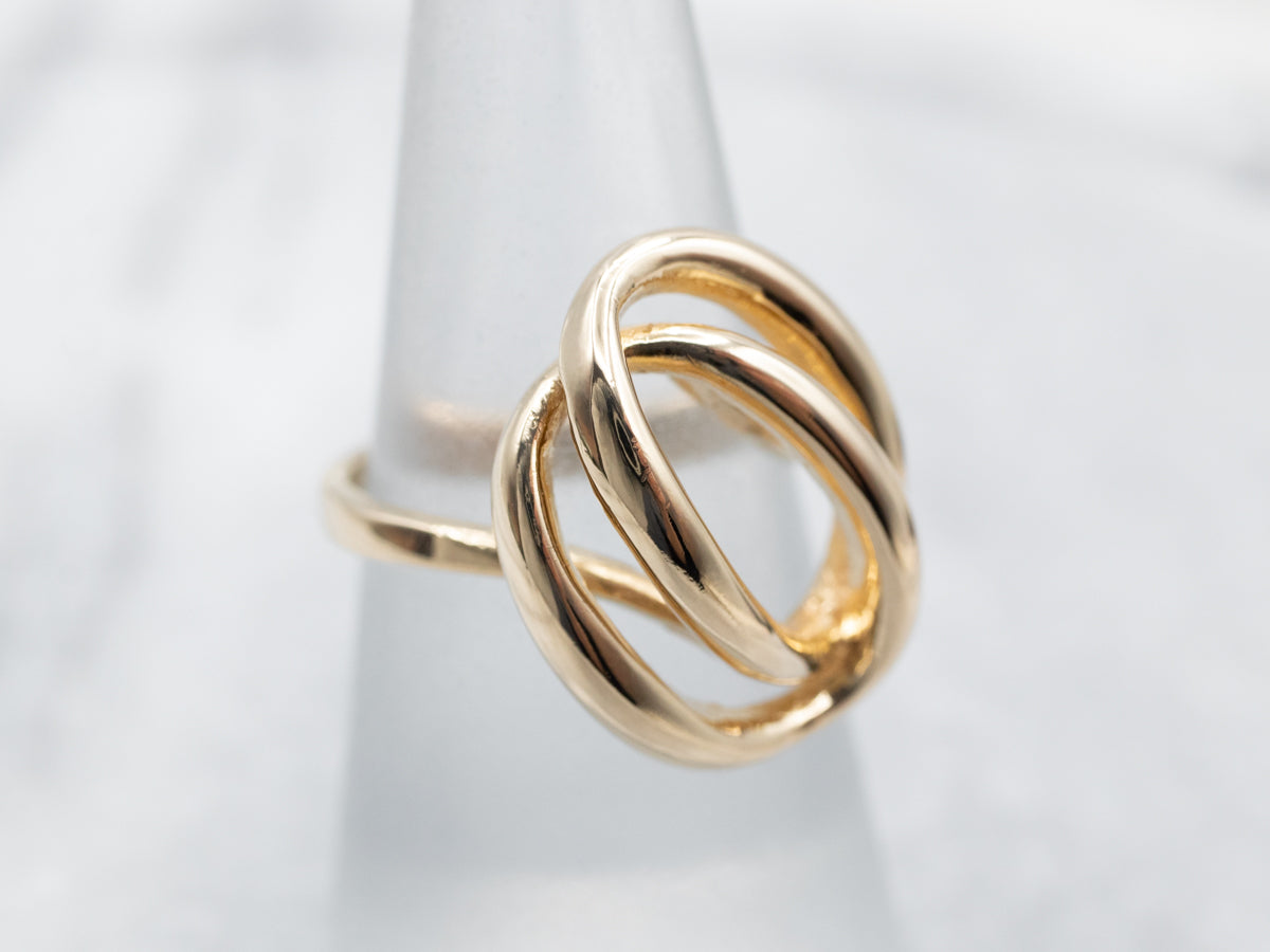 Abstract Yellow Gold Oval Bypass Ring