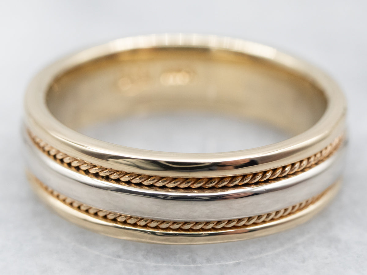 Nautical Two Tone Twist Wedding Band