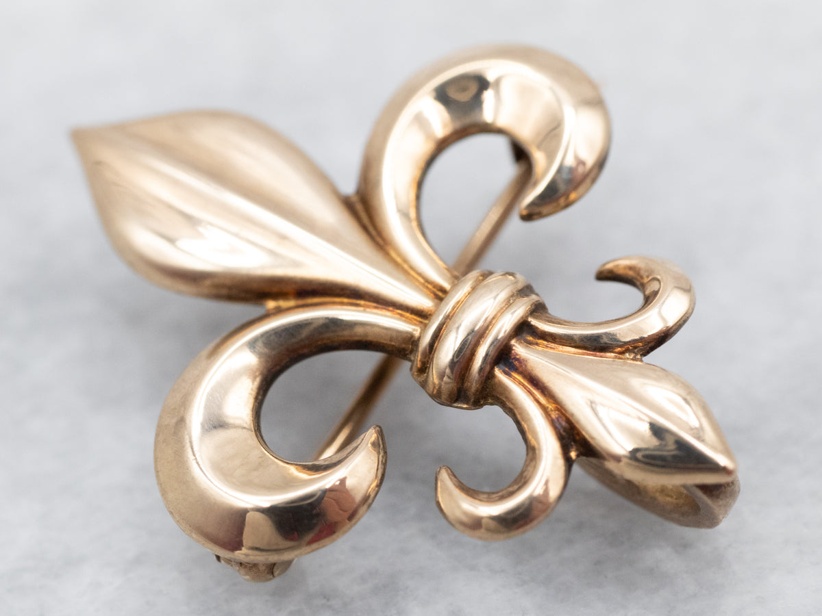 Versatile Yellow Gold Fleur-De-Lis Brooch