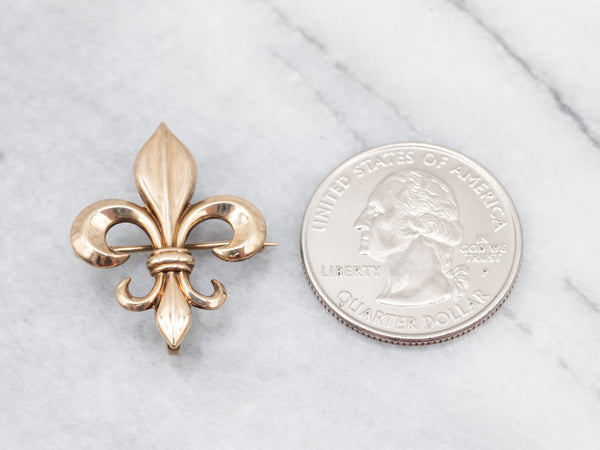 Versatile Yellow Gold Fleur De Lis Brooch