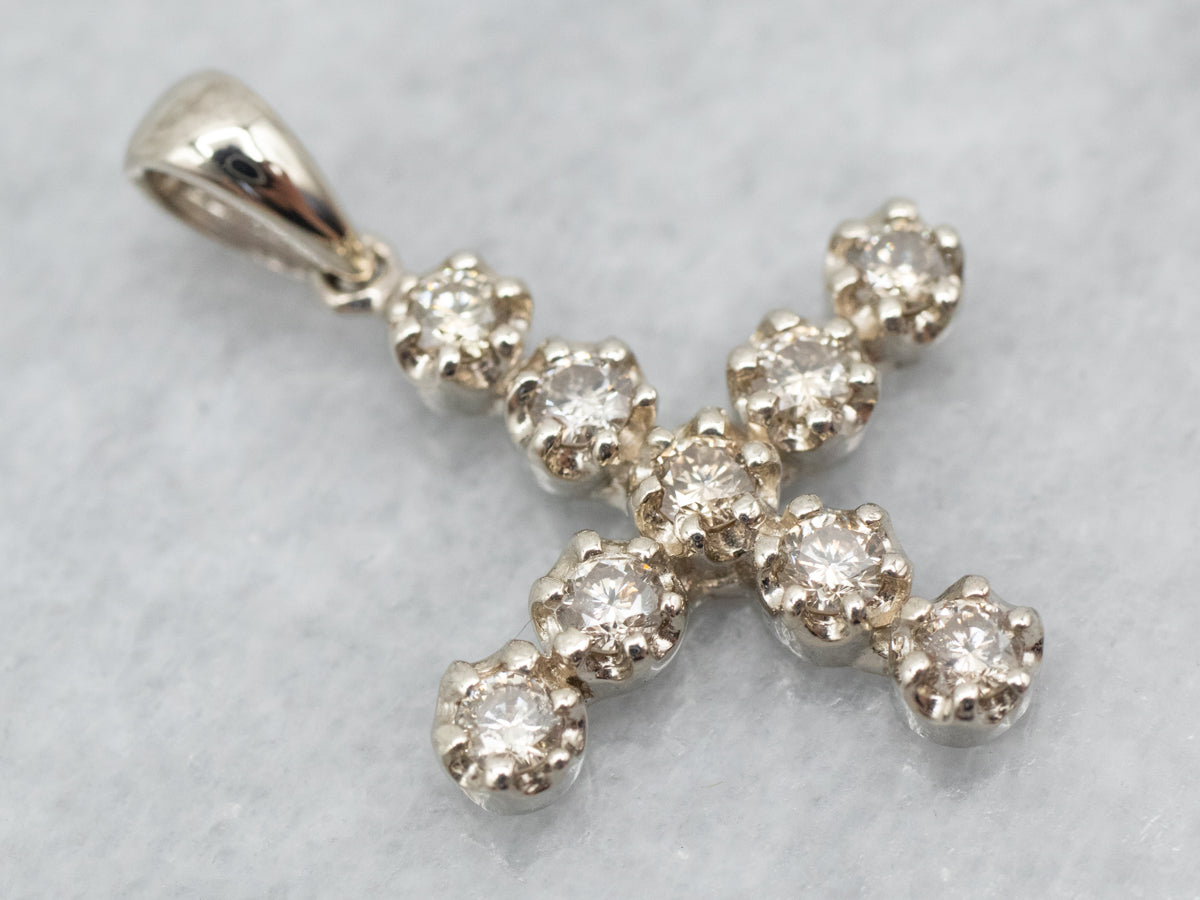 Substantial White Gold Diamond Cross Pendant