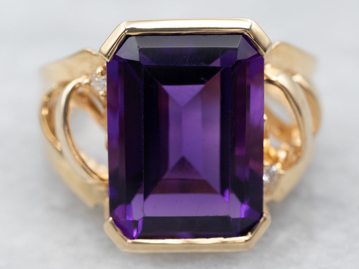 Outstanding Amethyst Cocktail Ring with Diamond Accents