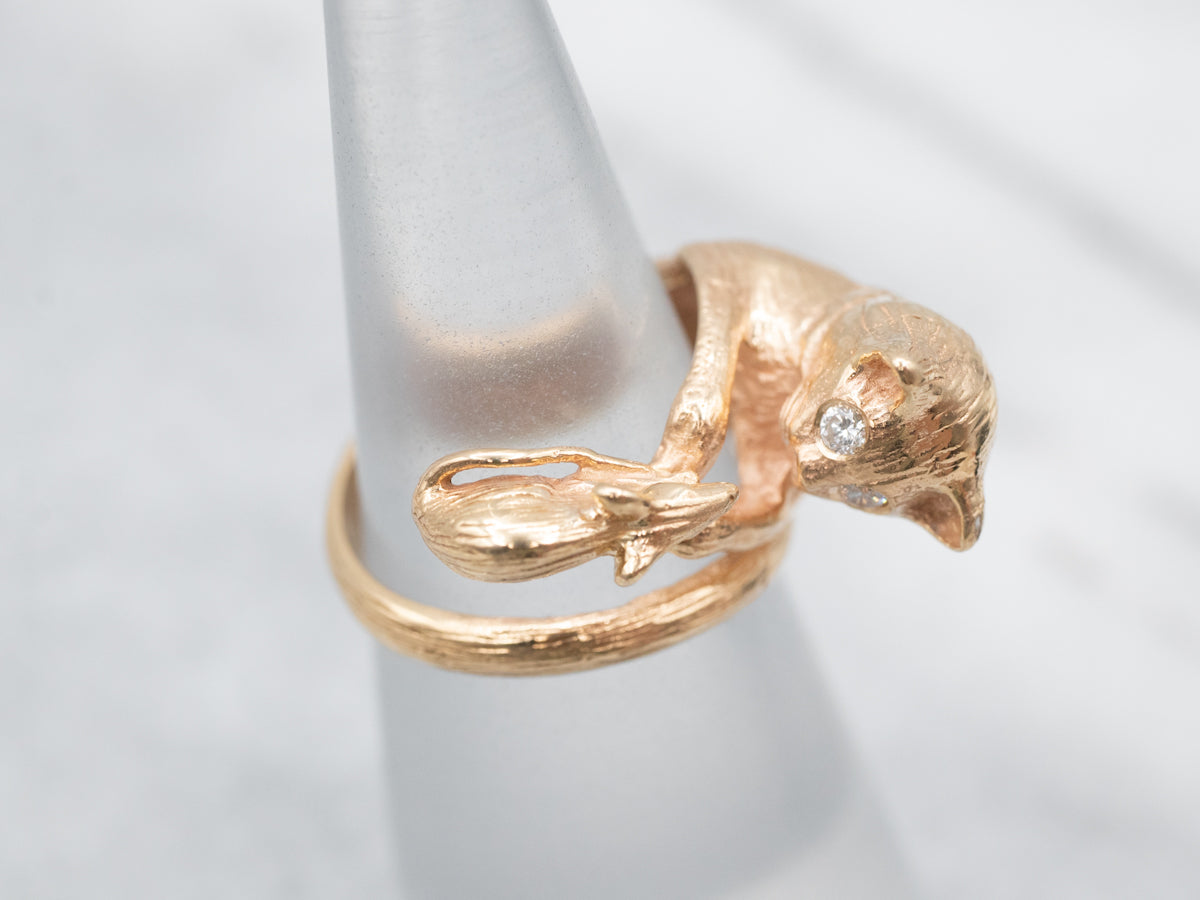 Cat and Mouse Ring with Diamond Accents