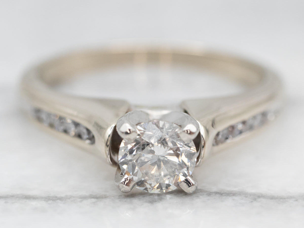 Modern Diamond Engagement Ring with Diamond Accents