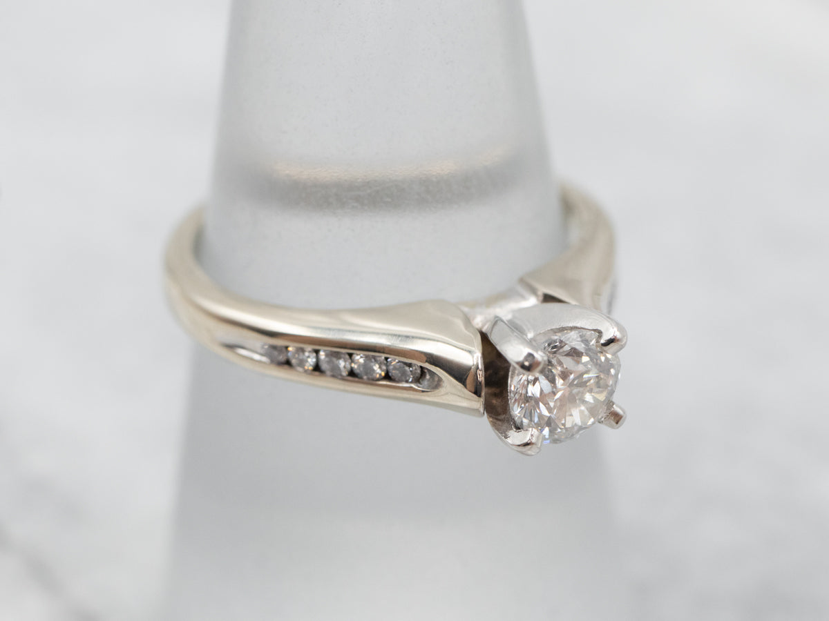 Modern Diamond Engagement Ring with Diamond Accents