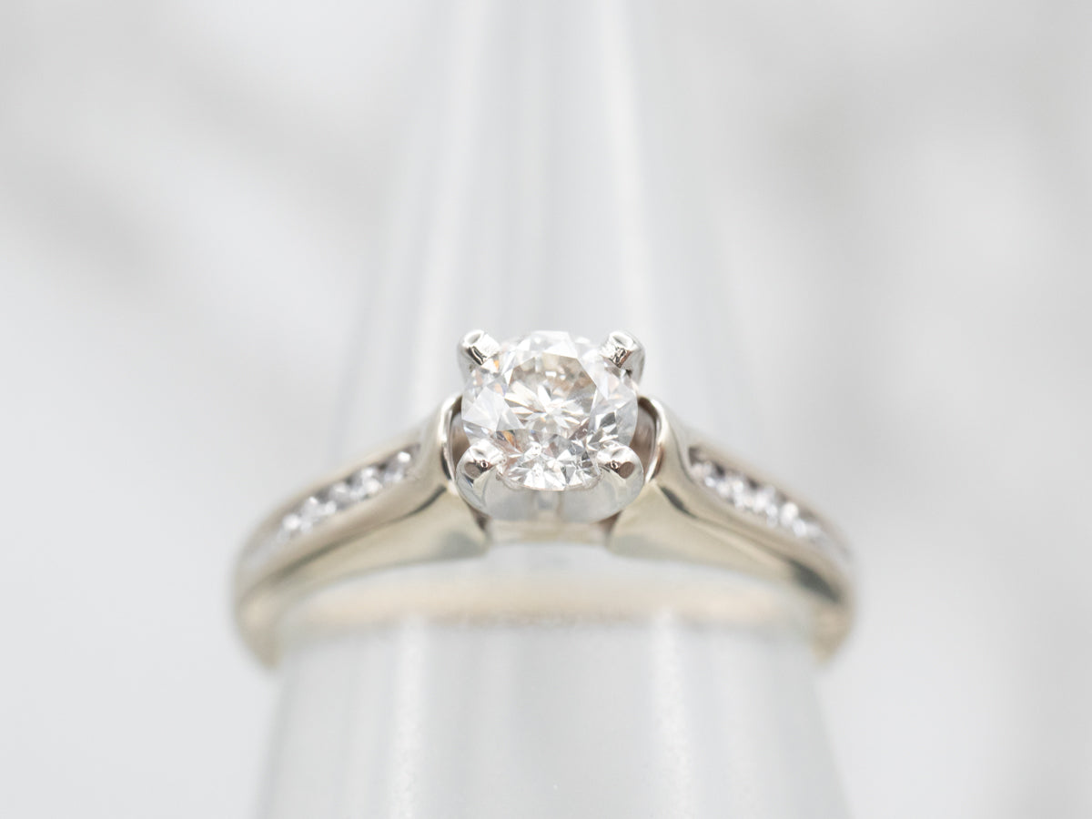 Modern Diamond Engagement Ring with Diamond Accents